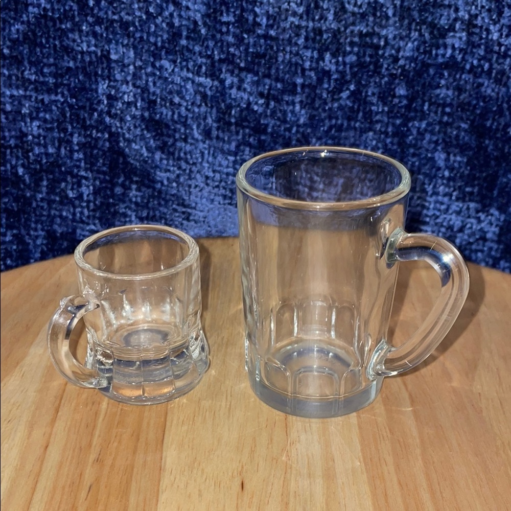 Vintage 2 Clear Glass Mug Set.  France